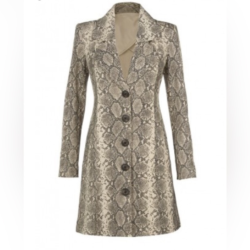 Cabi King Cobra Snakeskin Coat Button Front Long Blazer Jacket